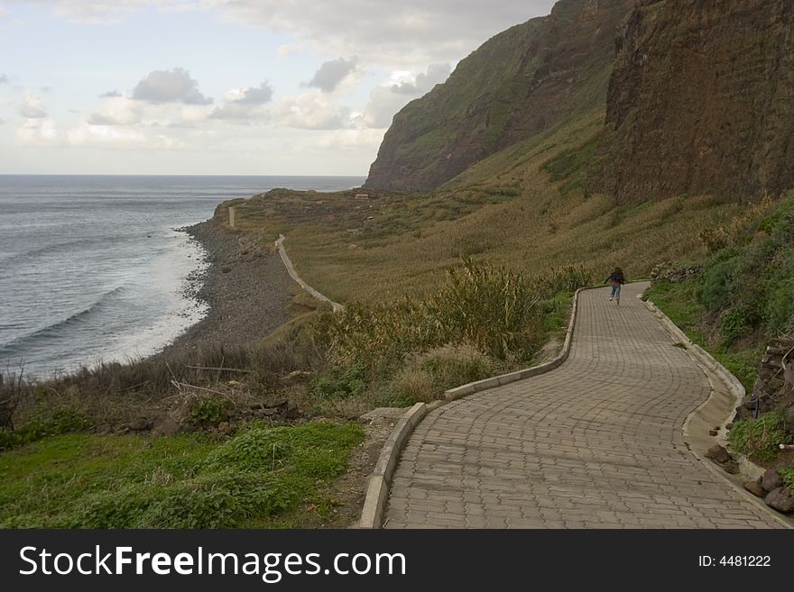 Madeira island, coast landscape at sunset - Atlantic ocean - Portugal. Madeira island, coast landscape at sunset - Atlantic ocean - Portugal