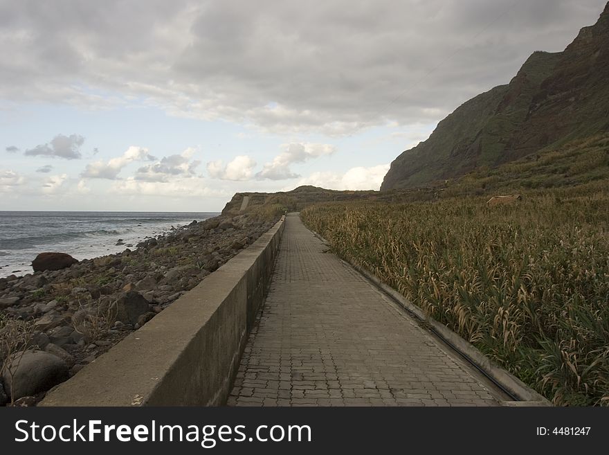 Madeira island, coast landscape at sunset - Atlantic ocean - Portugal. Madeira island, coast landscape at sunset - Atlantic ocean - Portugal