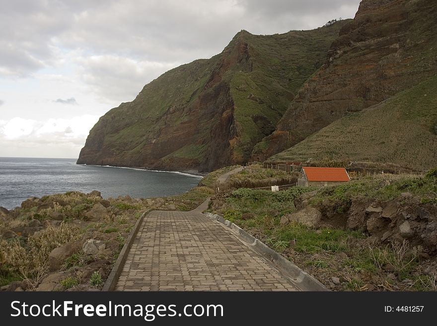 Madeira island, coast landscape at sunset - Atlantic ocean - Portugal. Madeira island, coast landscape at sunset - Atlantic ocean - Portugal