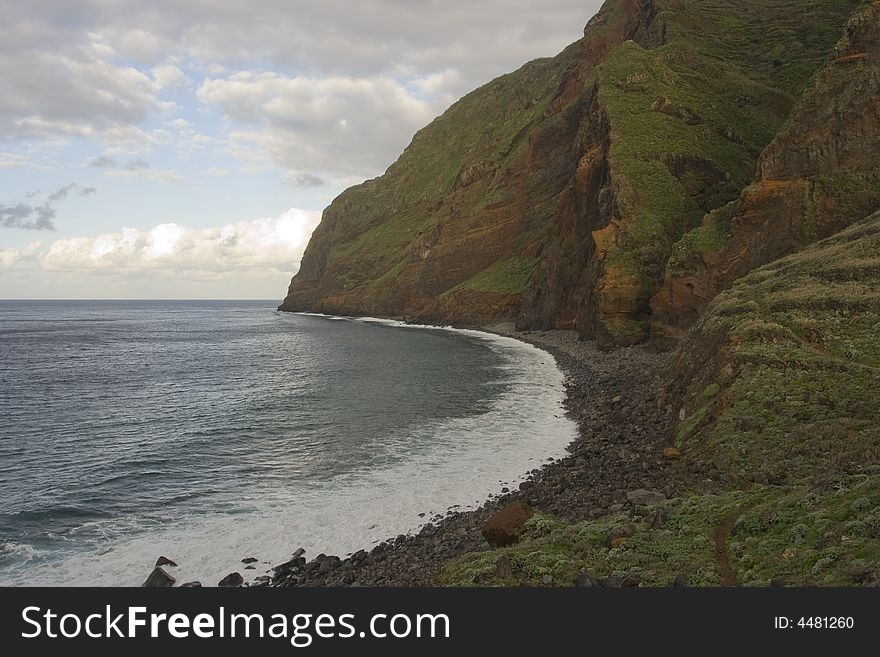 Madeira island, coast landscape at sunset - Atlantic ocean - Portugal. Madeira island, coast landscape at sunset - Atlantic ocean - Portugal