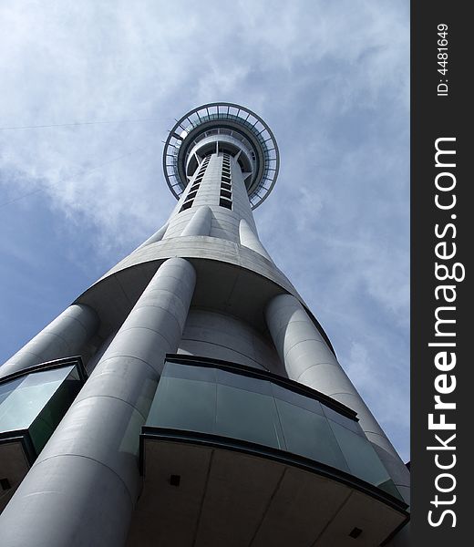 A shot from the base of Auckland's Sky Tower. A shot from the base of Auckland's Sky Tower