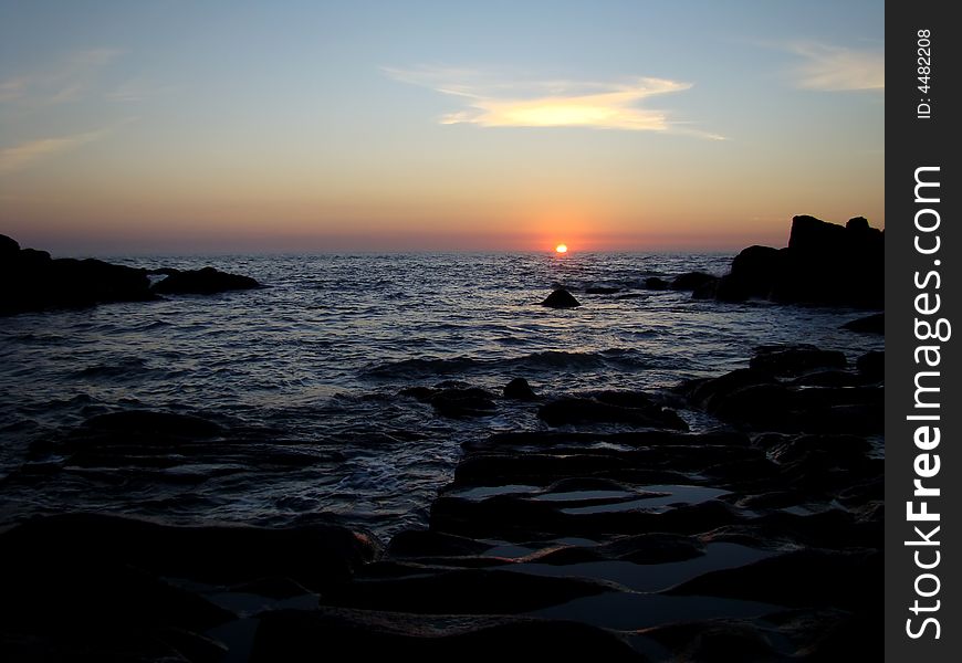 Sunset in the north shore near Viana do Castelo, Portugal. Sunset in the north shore near Viana do Castelo, Portugal