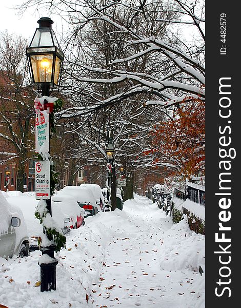 Stock image of a snowing winter at Boston, Massachusetts, USA. Stock image of a snowing winter at Boston, Massachusetts, USA