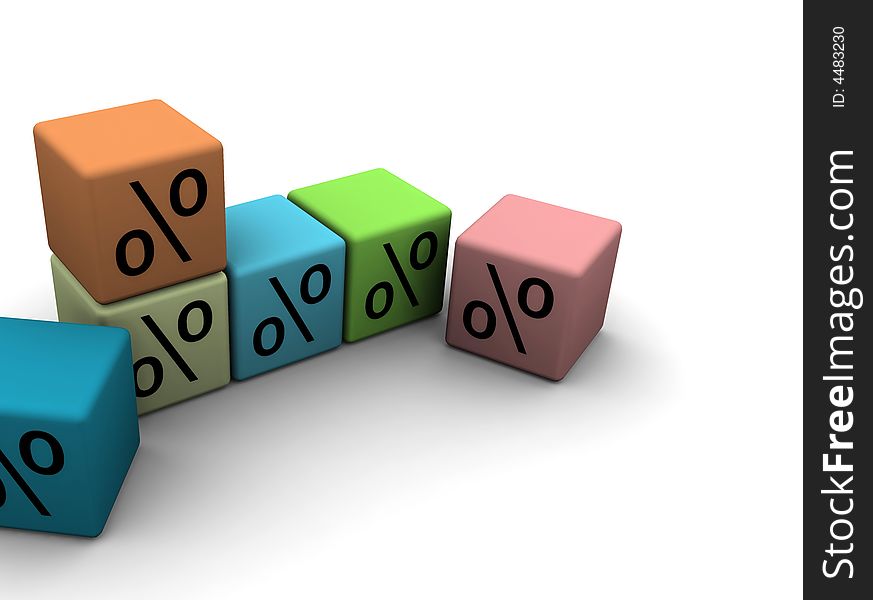 Cubes with percent symbols - 3d illustration