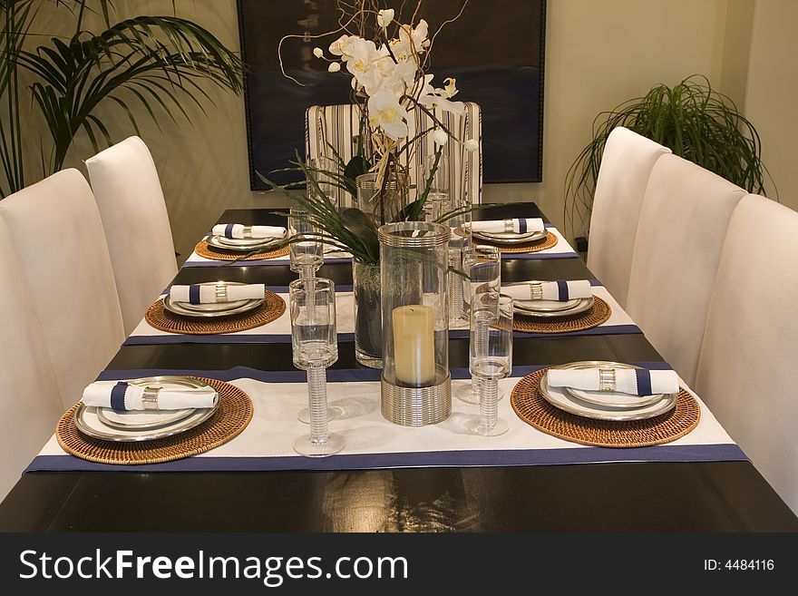 Dining table with luxury decor. Dining table with luxury decor.