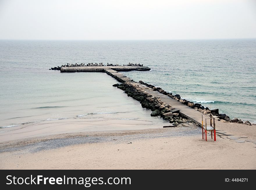 Sea shore in a romanian resort at Black Sea