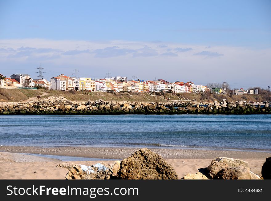 Sea shore in a romanian resort at Black Sea