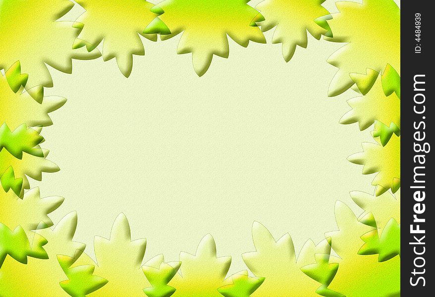 A colorful background with 3d leaves as frame. A colorful background with 3d leaves as frame