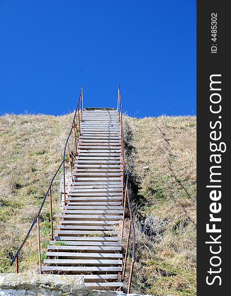 Wood stairs on a hill. Wood stairs on a hill