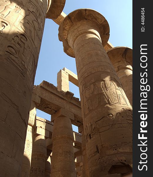 Luxor. Ancient columnar hall in Karnak temple