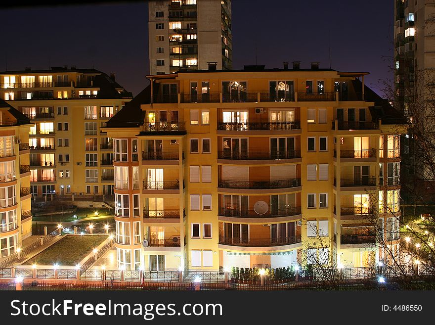 Modern buildings in the night. Modern buildings in the night.