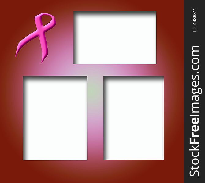 Pink ribbon scrapbook page textured background with cutouts