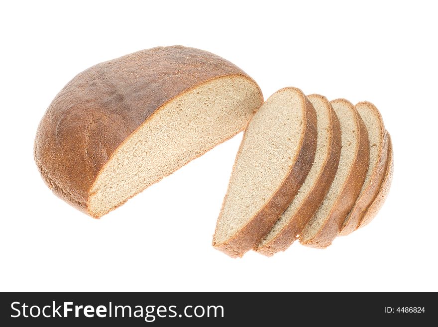 Cutted esh rye bread over white background. Cutted esh rye bread over white background