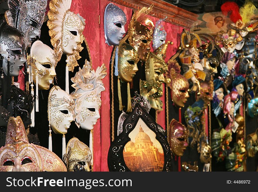 The venetian masks in the shop