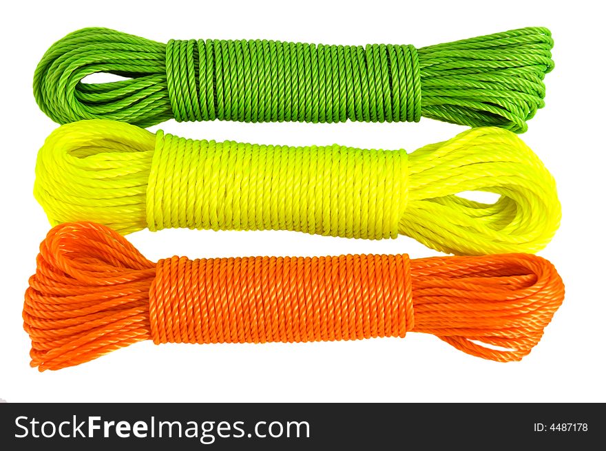 Color ropes. Isolated on white.