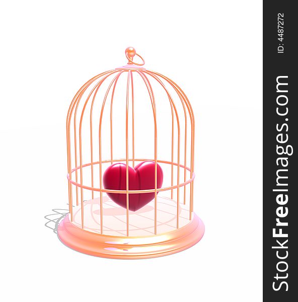 Red heart in a cage. Red heart in a cage