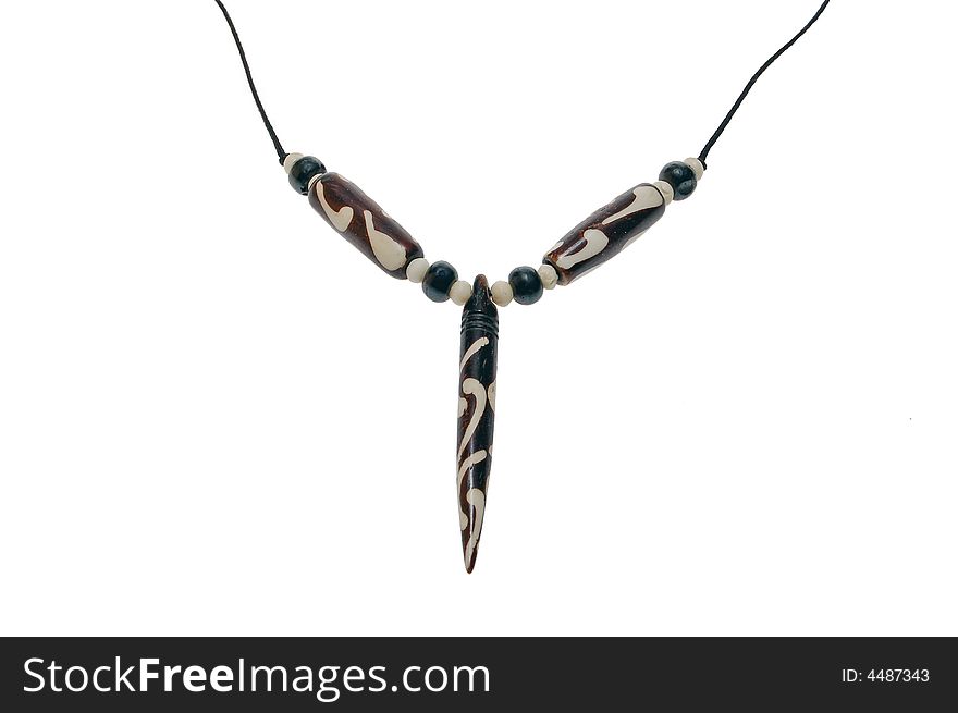 African necklace on white background