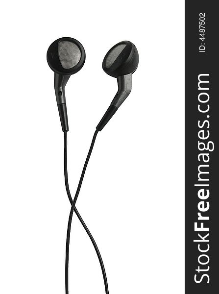 Small headphones on a white background