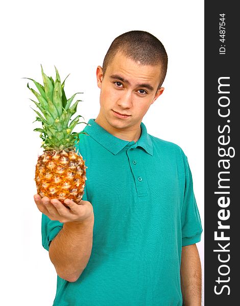 Boy with pineapple