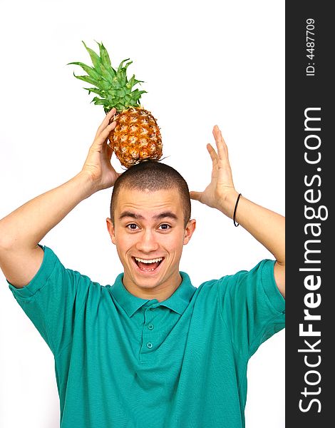 Boy with pineapple