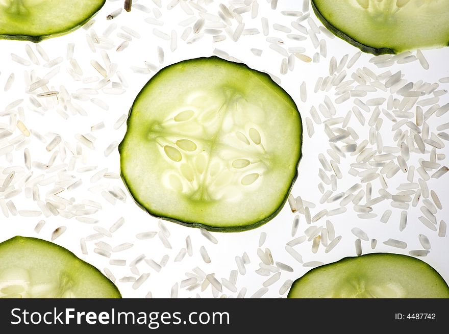 Sliced cucumber with rise