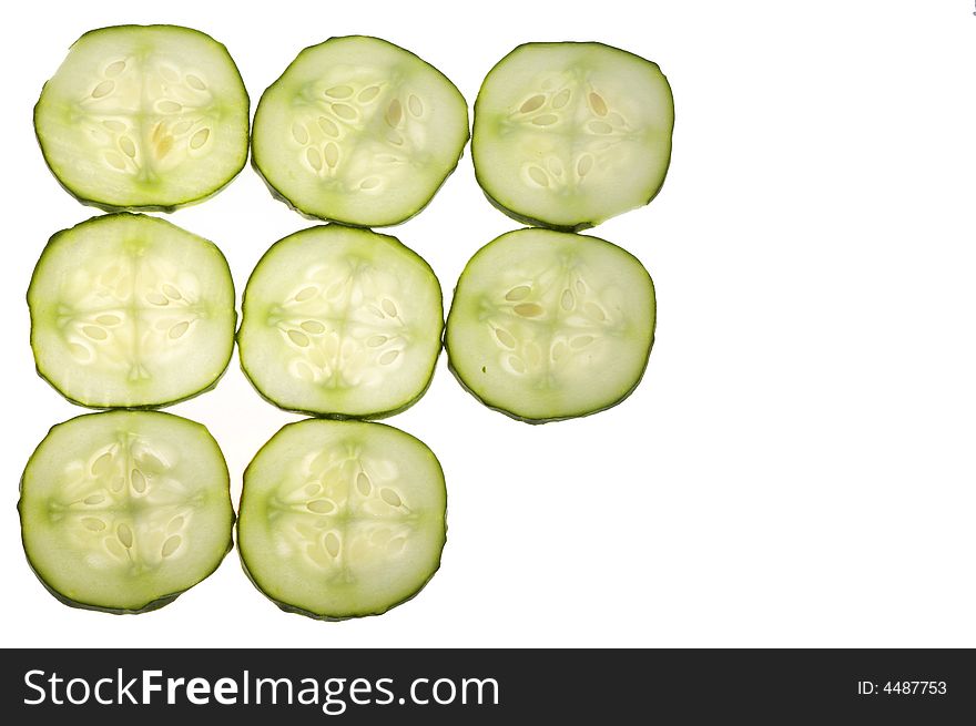 Sliced cucumber isolated on the white background