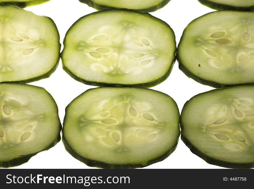 Sliced cucumber isolated on the white background