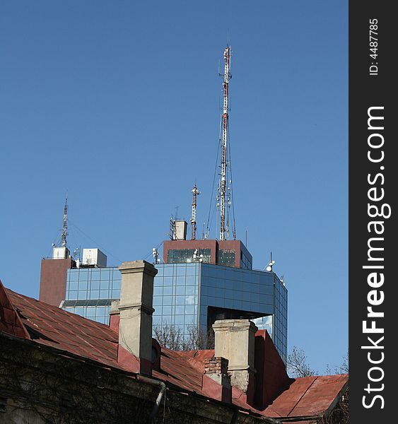 Building in Bucharest, Romania - antenna