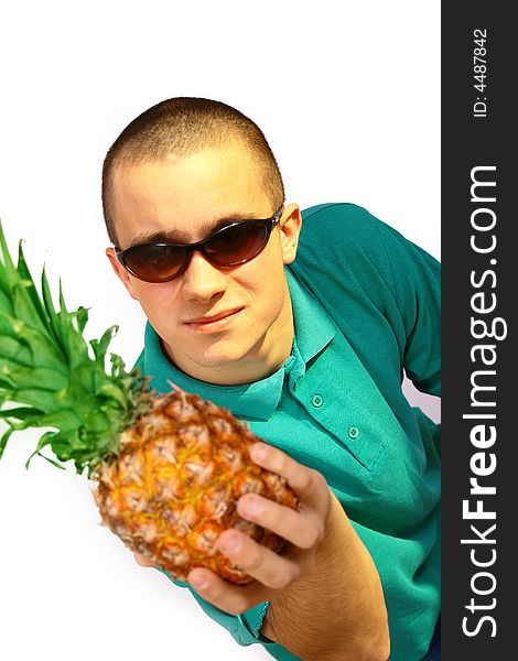 Boy with pineapple