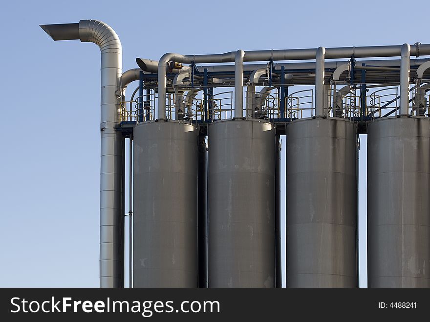 Aluminium container in an industrial landscape. Aluminium container in an industrial landscape