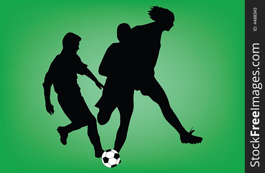 Football silhouette on green background