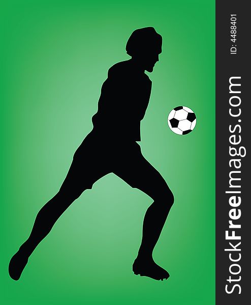 Football silhouette on green background