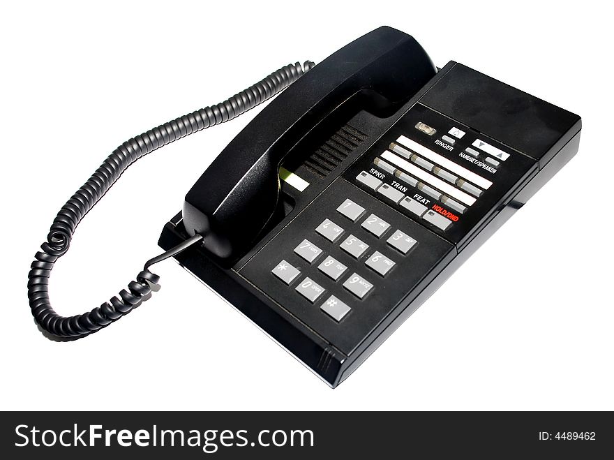 Black telephone image on the white background