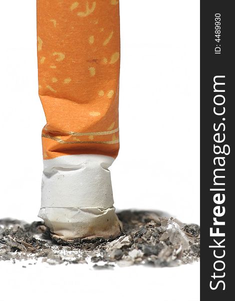 Macro close-up of a cigarette being put out