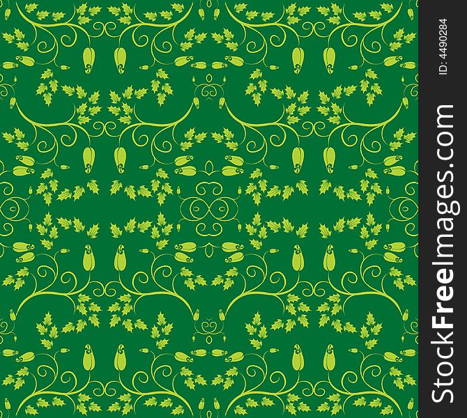 Green Floral Seamless Pattern