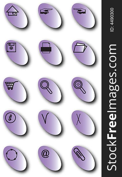 15 lilac buttons for the web site. 15 lilac buttons for the web site