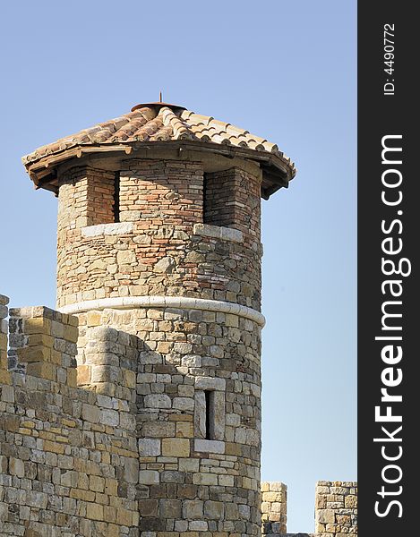 Conical Castle tower on medieval Tuscan fortification