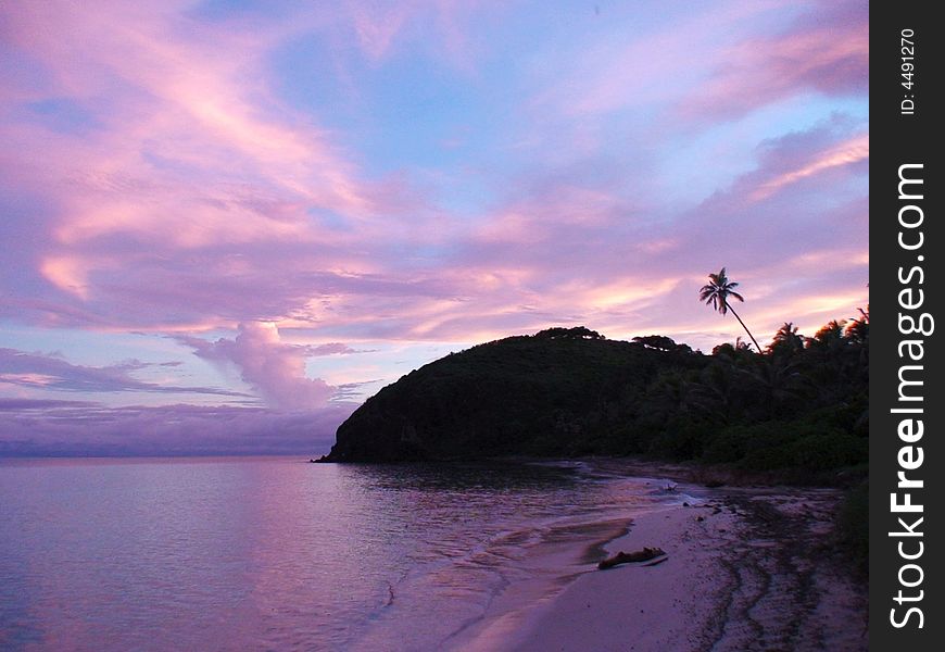 Sunset at Sanawai Resort, Yaqeta island, Fiji. Sunset at Sanawai Resort, Yaqeta island, Fiji