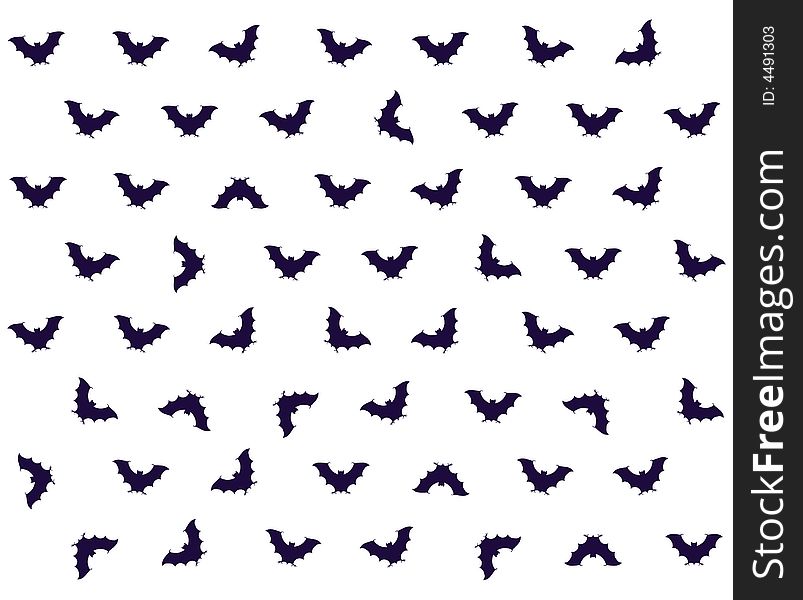 Flying bats background, bats in different positions (vector illustration)