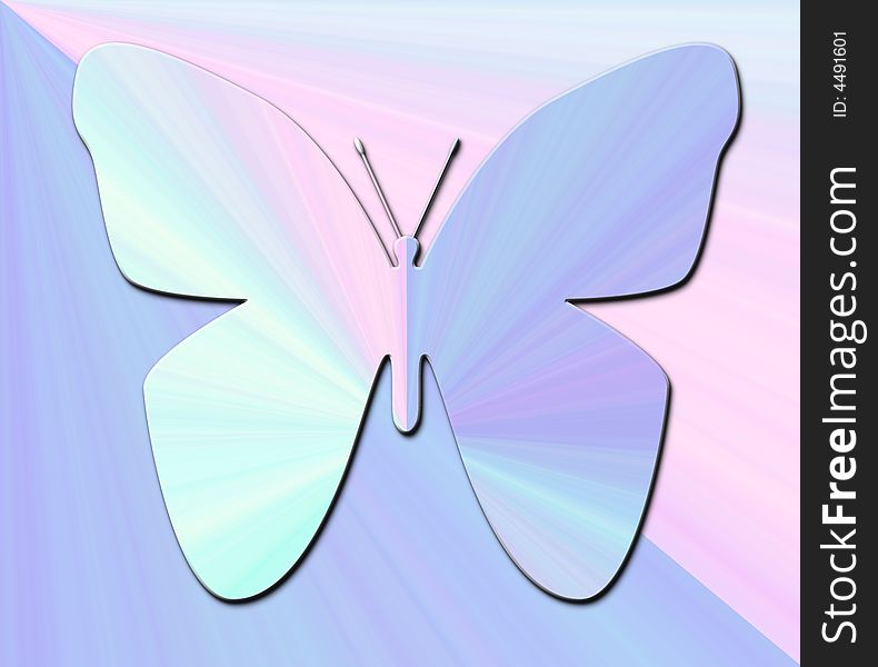 Square pastel multicolored background with multicolored  shaped butterfly. Square pastel multicolored background with multicolored  shaped butterfly