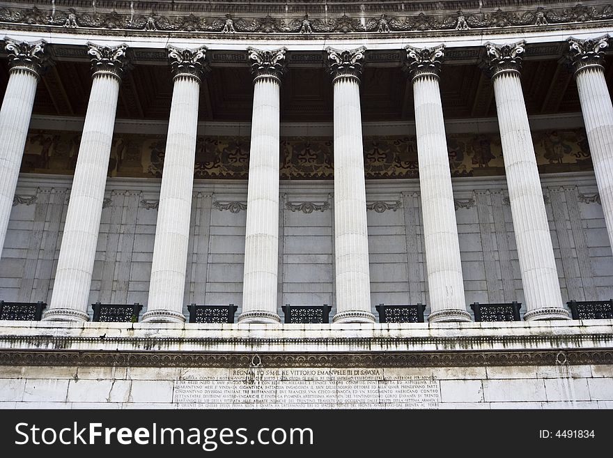 Historic buildings in Rome with classic marble colonnade. Historic buildings in Rome with classic marble colonnade