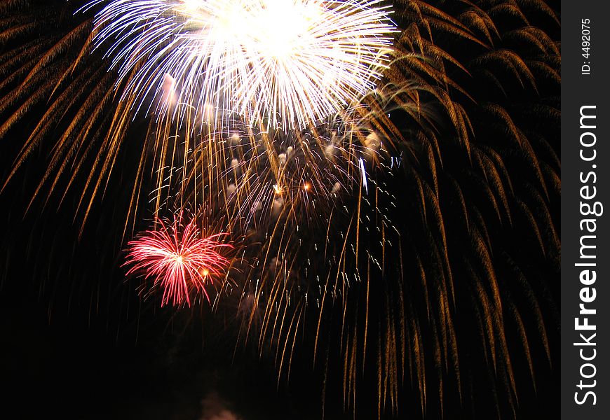 Fireworks competition at boucherville, quebec, canada.