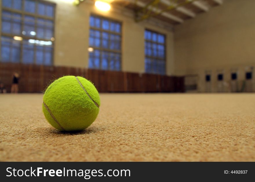 Tennis ball on a carpet. Tennis ball on a carpet