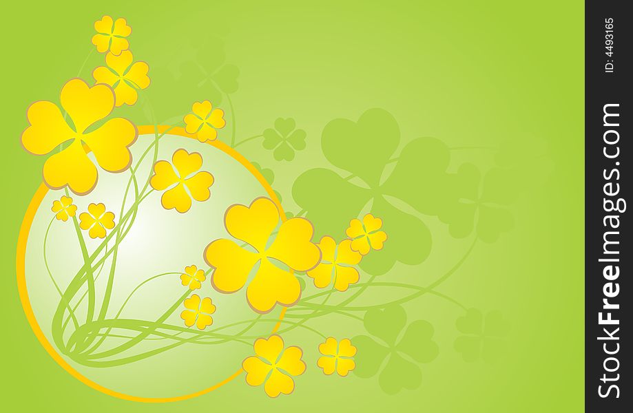 Abstract fresh spring golden clover postcard. Abstract fresh spring golden clover postcard