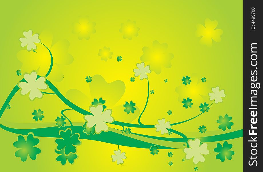 Fresh green spring clover design postcard. Fresh green spring clover design postcard