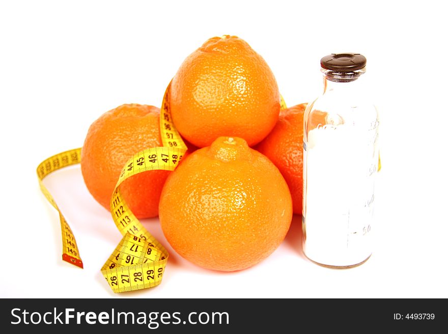 Oranges lays on white background. Oranges lays on white background.