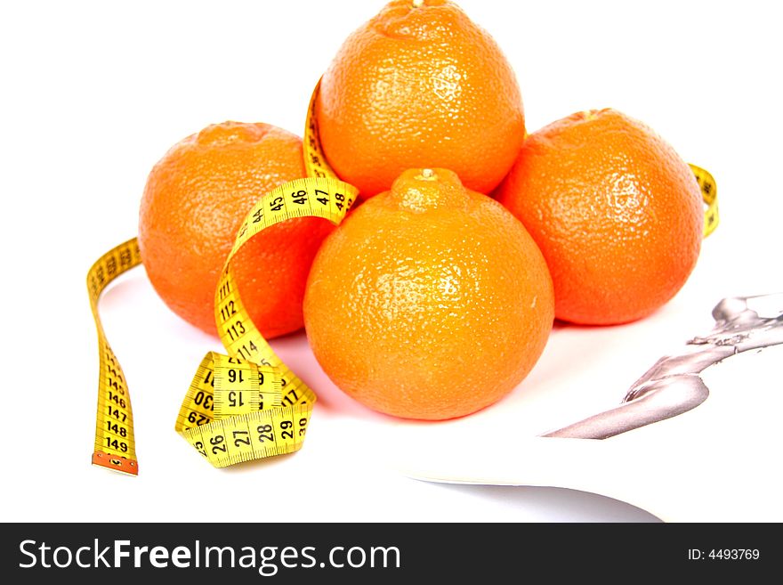 Oranges lays on white background. Oranges lays on white background.