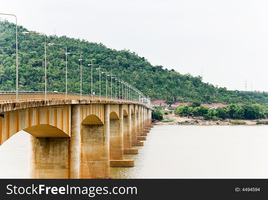 Old rusty bridge between laos and thailand