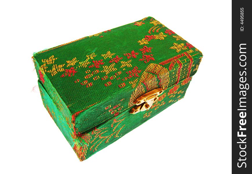 Green china box on white.