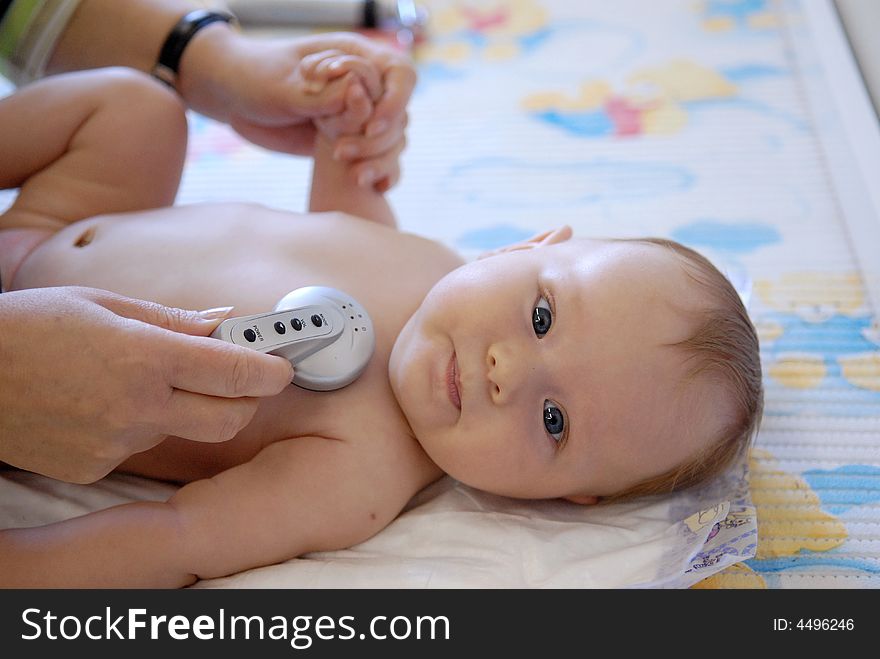 Examination of a small baby